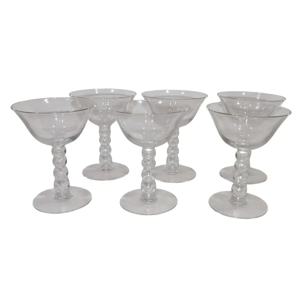 Imperial Candlewick 4 Ball Stem Champagne Cocktail Glasses Set of 6 MCM